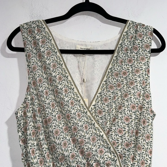 Max Studio dress ruffled tiered faux wrap lined sleeveless large - Picture 2 of 5